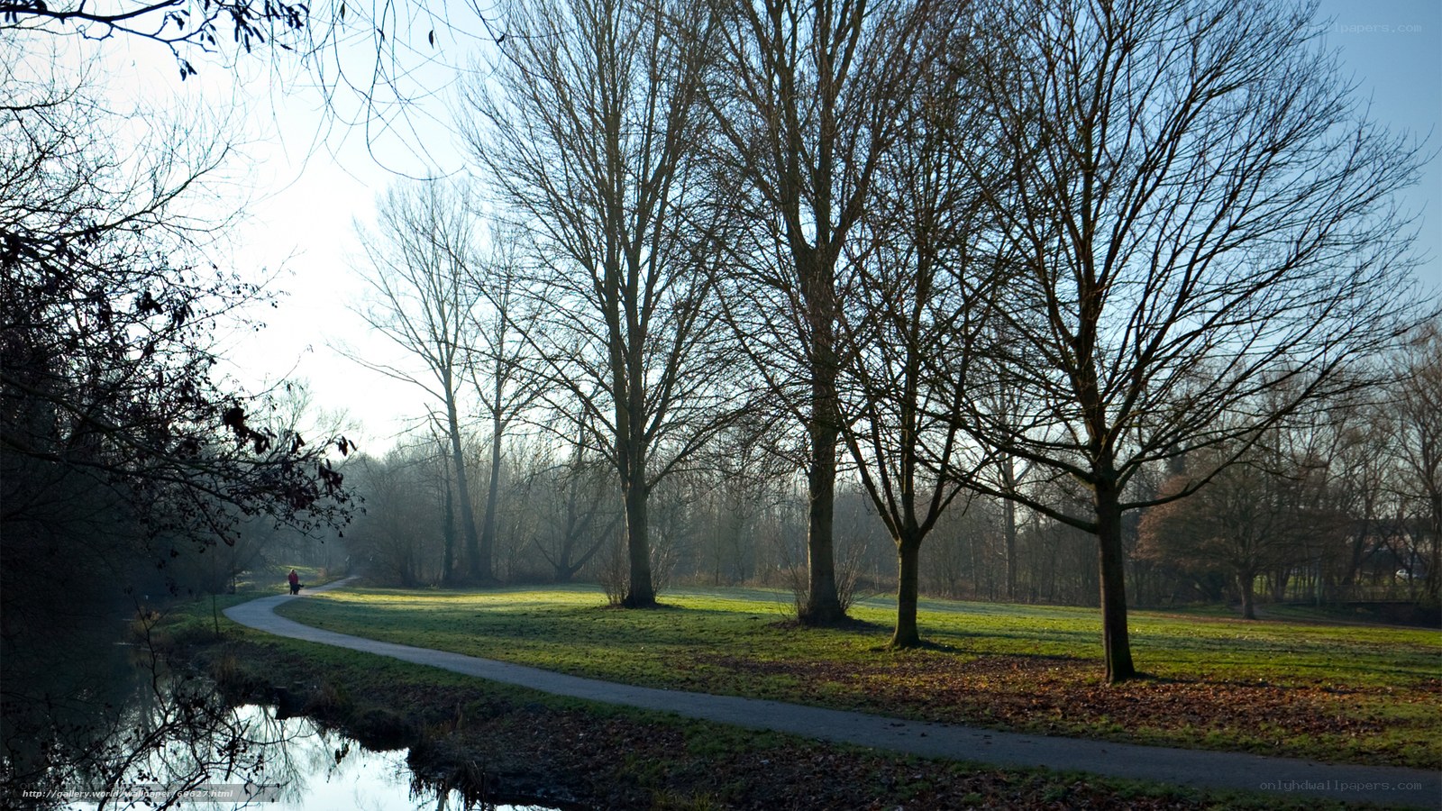 Park path at sunrise