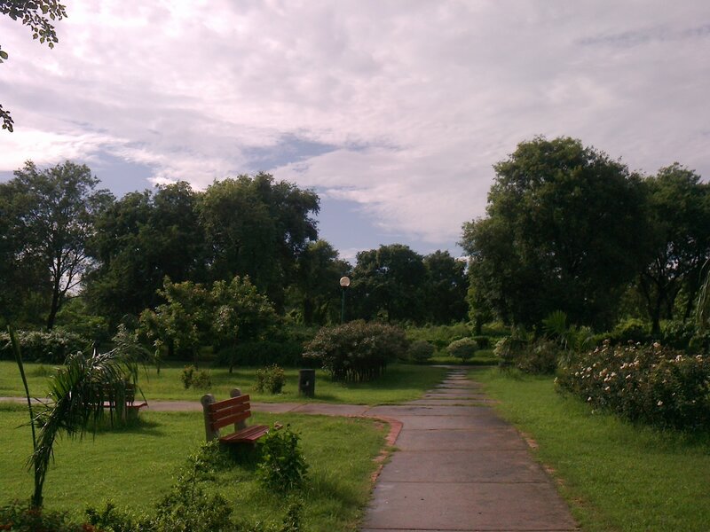 Park Pathway with Benches