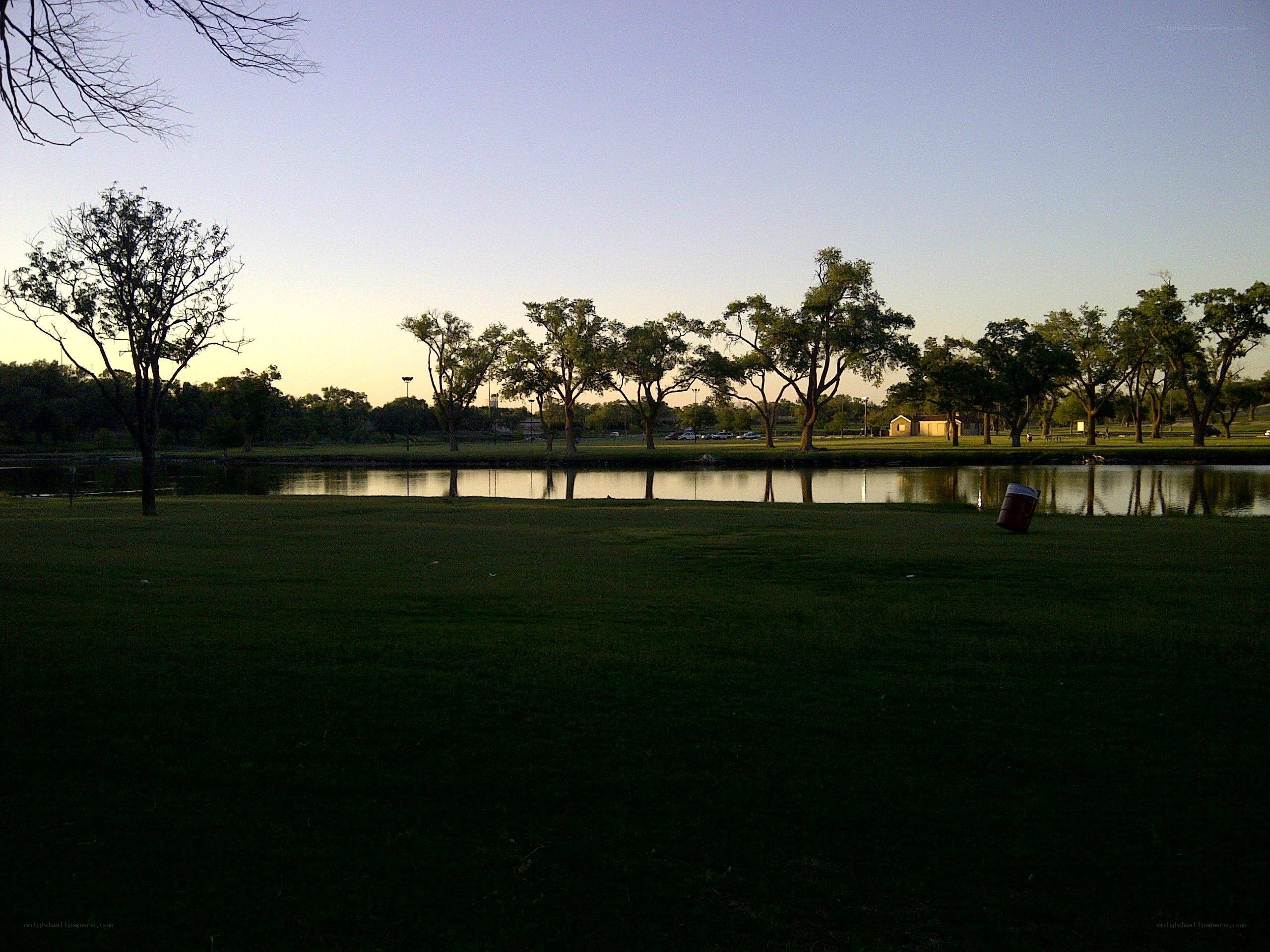 Park pond at dusk