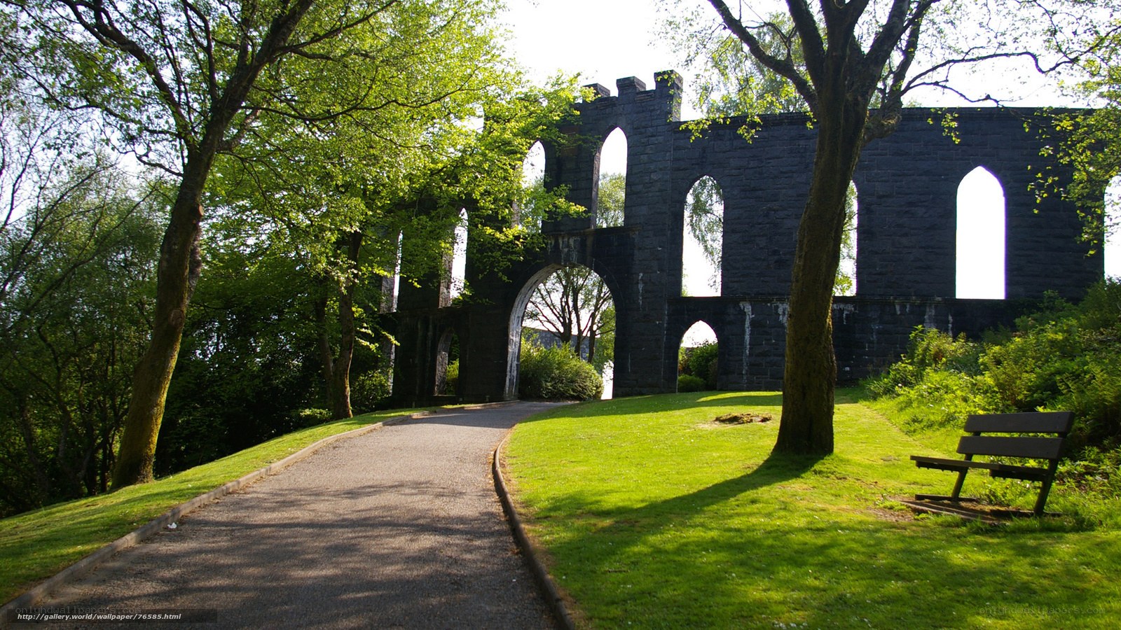 Park with ancient ruins