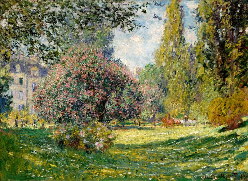 Park with Blooming Trees — Green, Serene