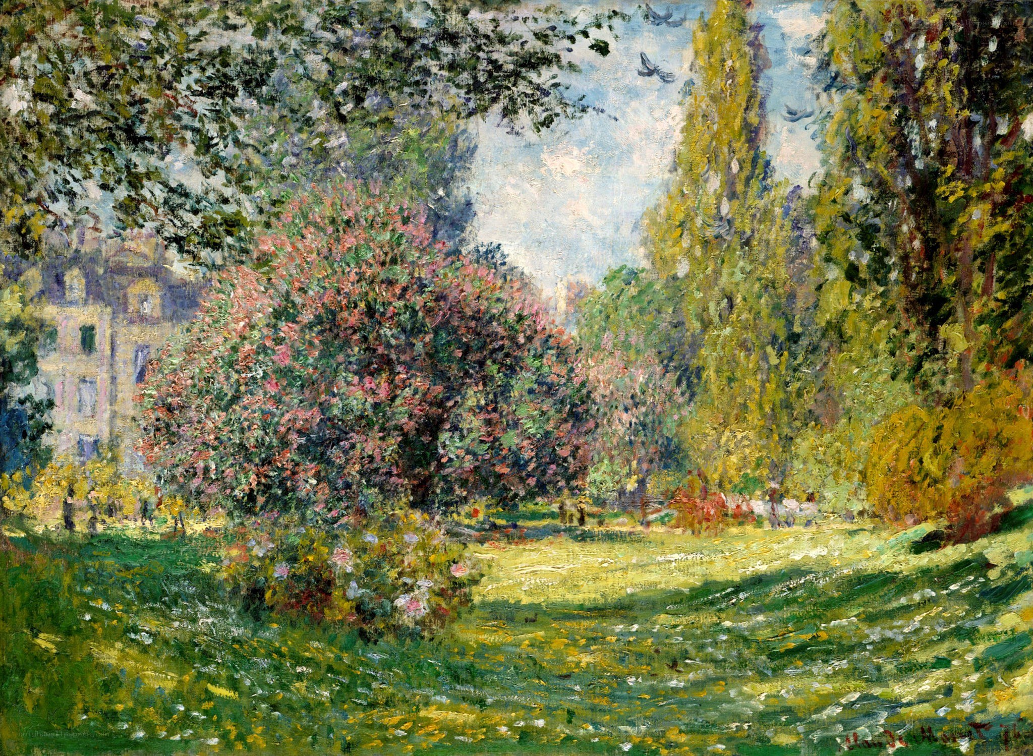 Park with Blooming Trees