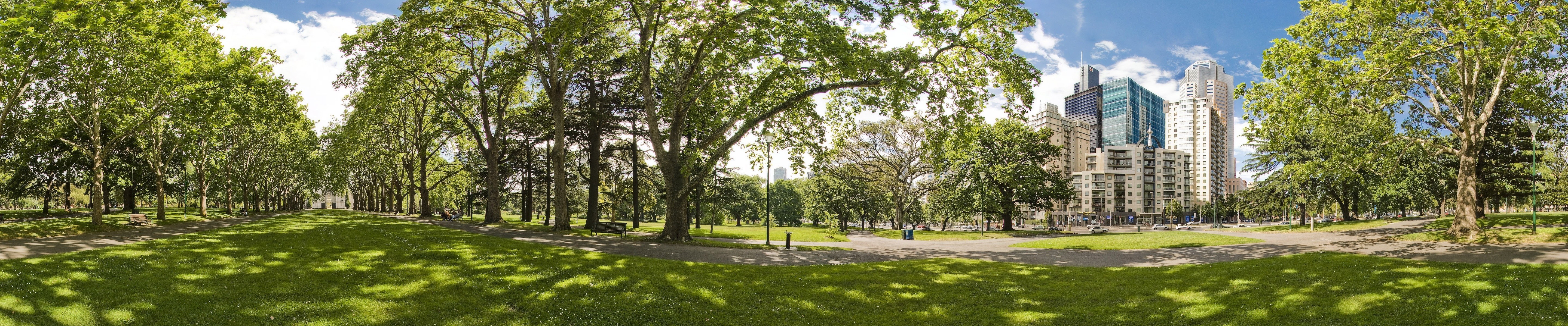 Park with city skyline