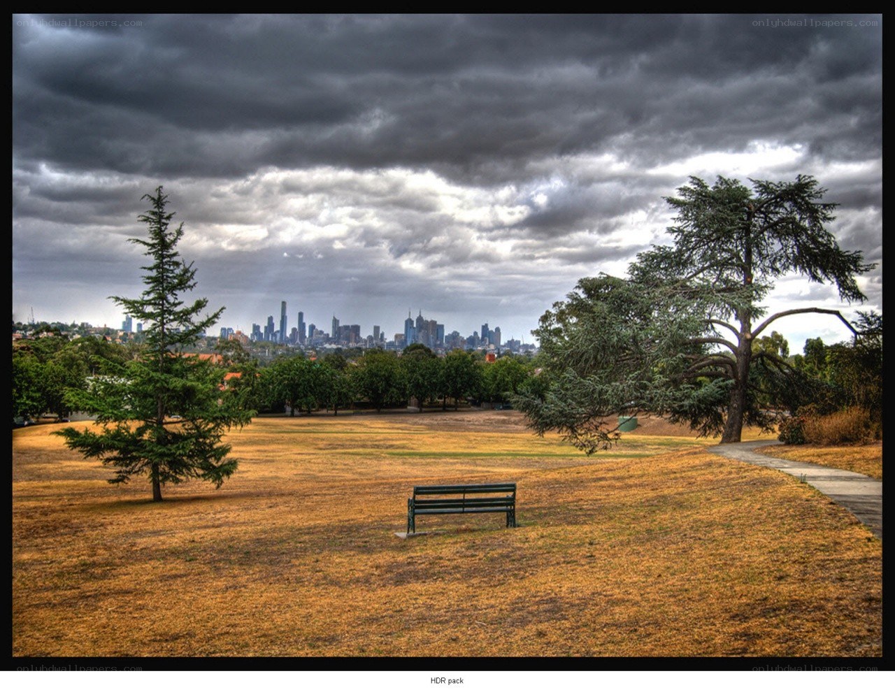 Park with city skyline