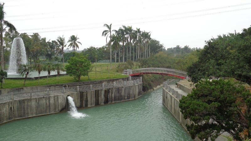 Park with fountain and canal