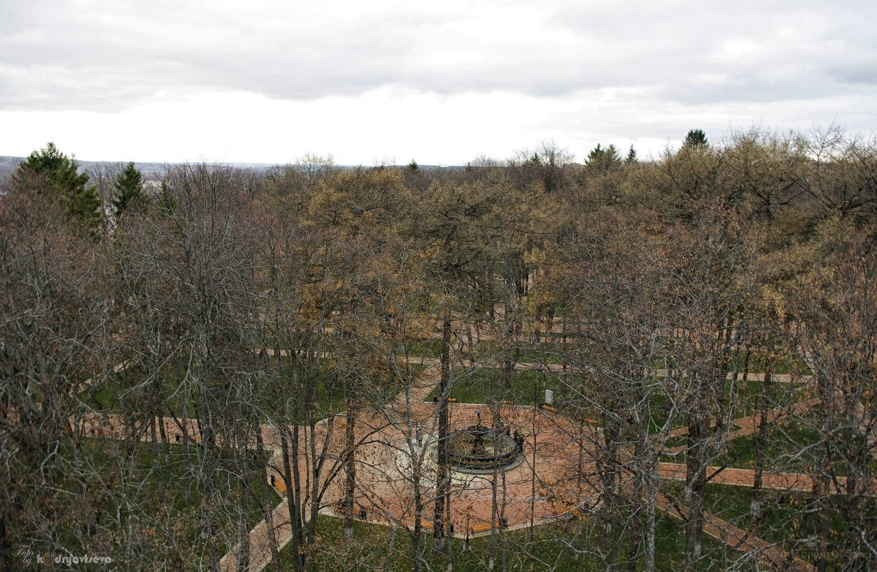 Park with fountain and trees