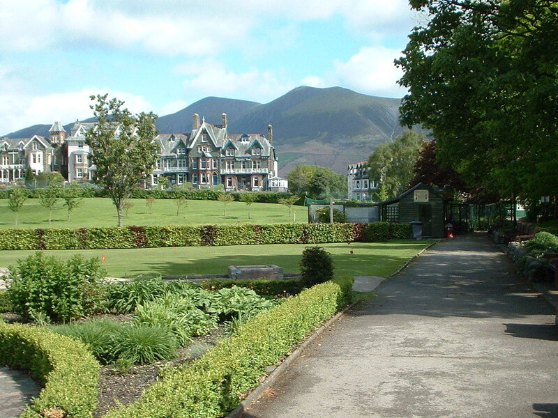 Park with mountains in background
