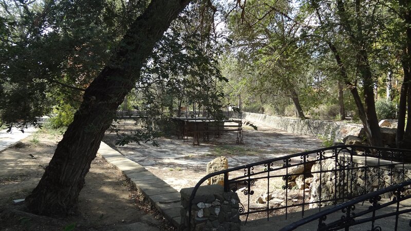 Park with stone walkway