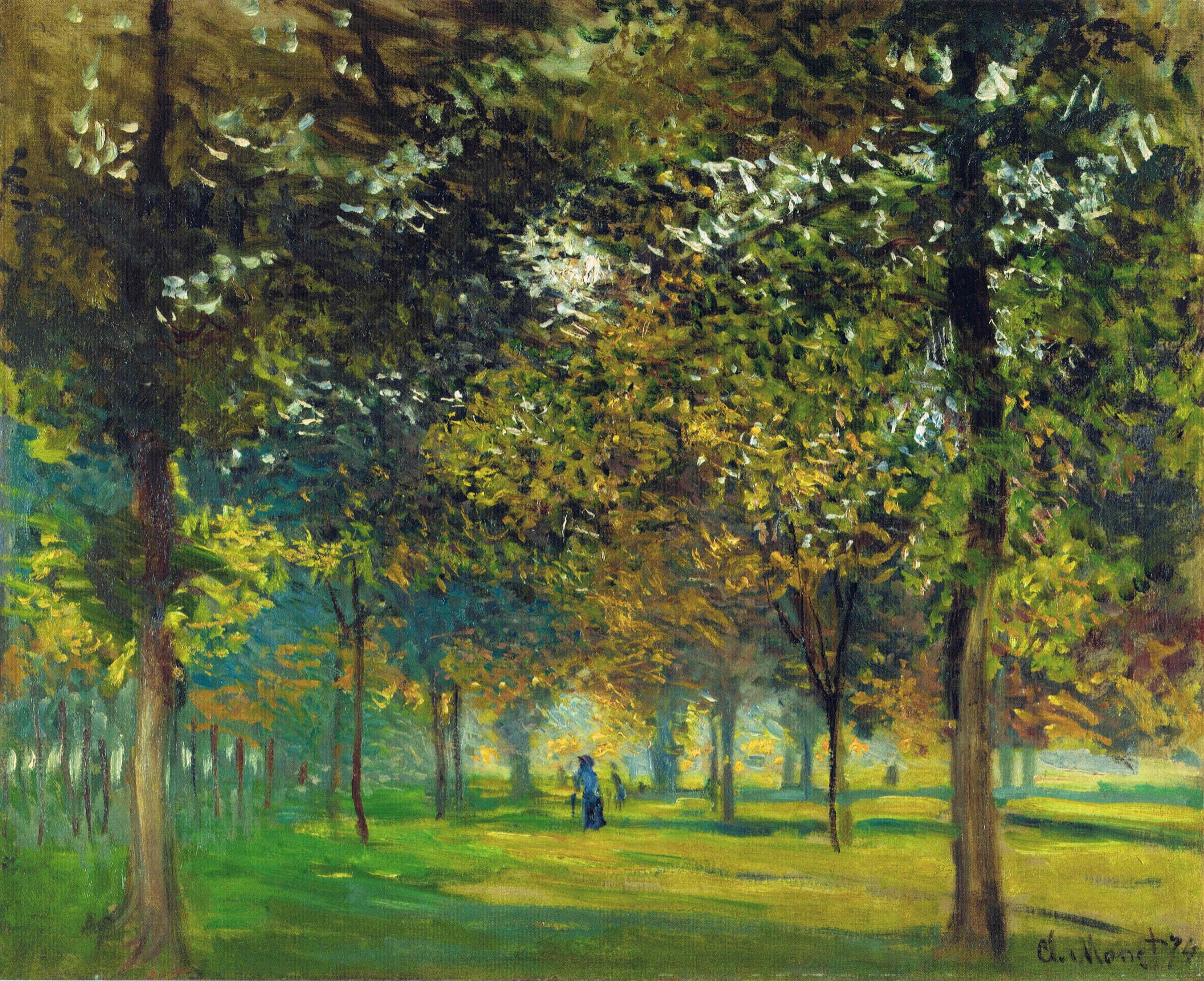 Park with Trees and Figures
