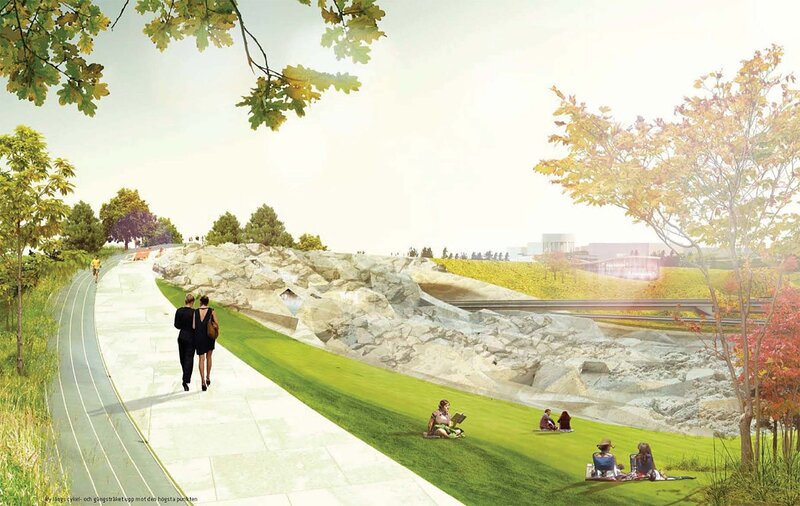 Park with walking path and green space