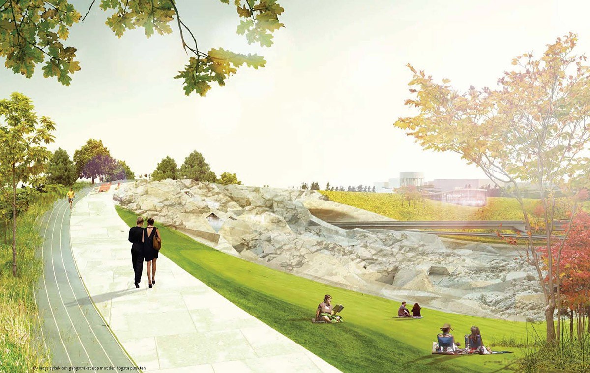 Park with walking path and green space