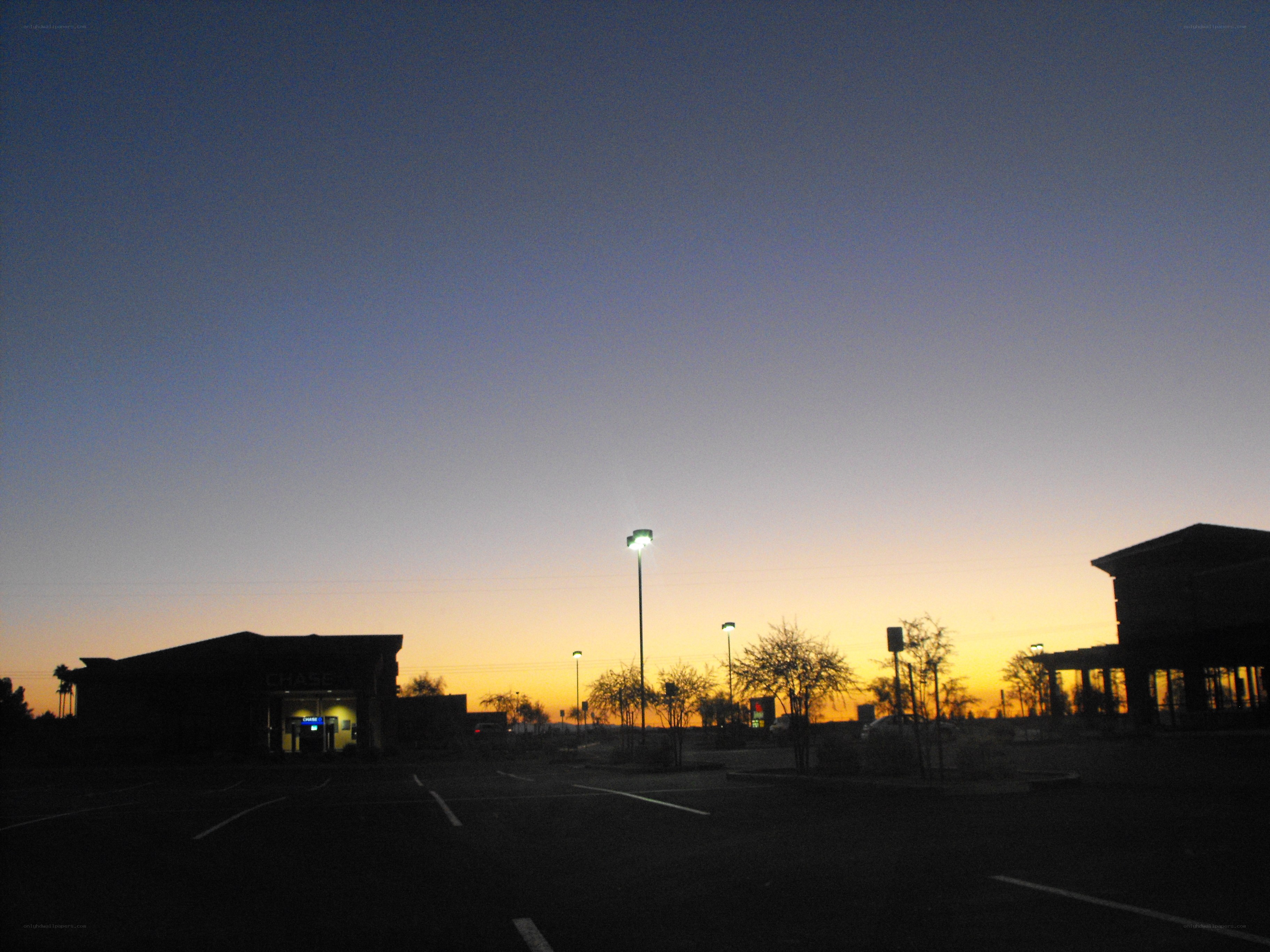 parking lot at dusk