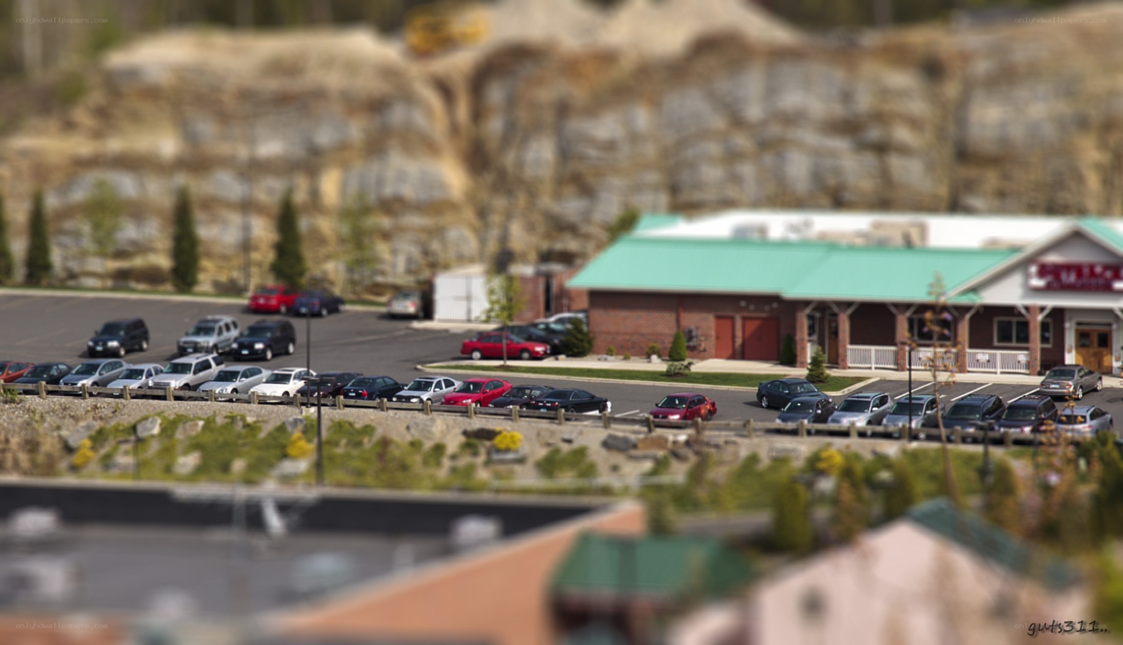 parking lot with building