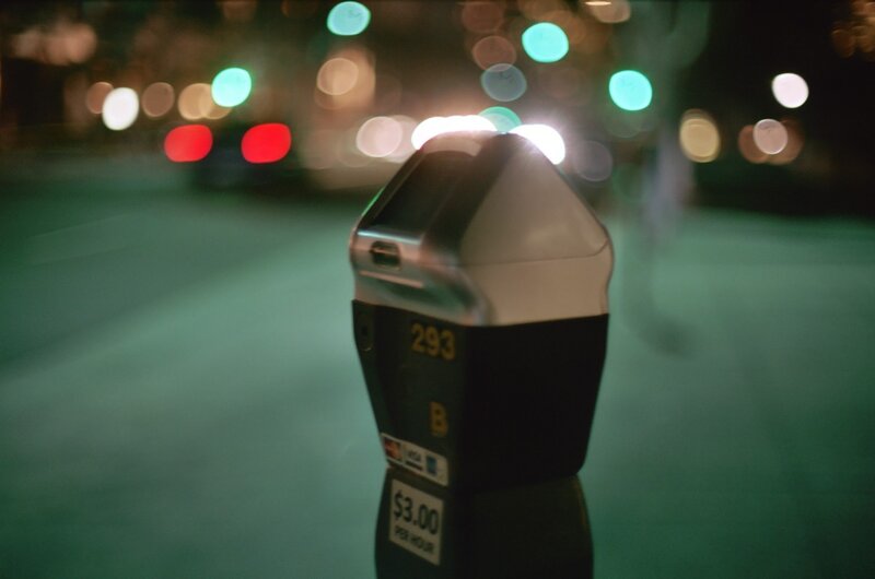 parking meter at night