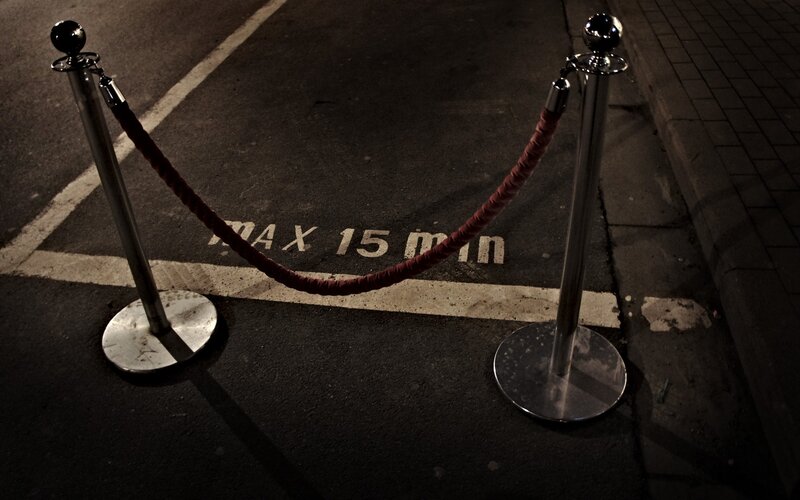 Parking spot with rope barriers