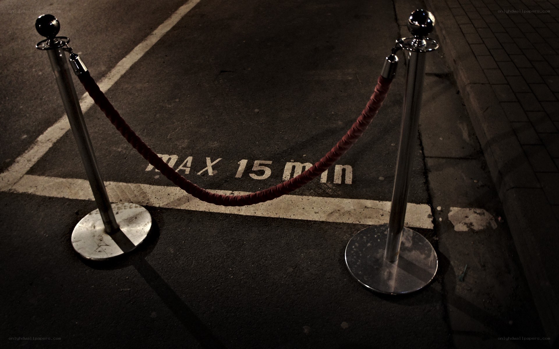 Parking spot with rope barriers