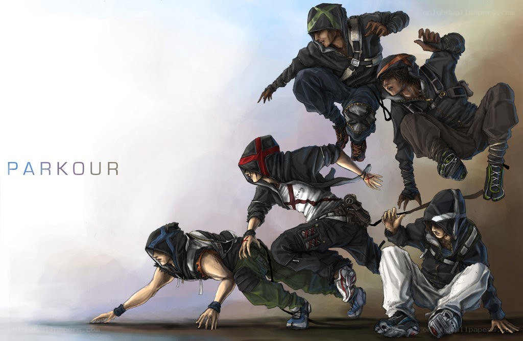 Parkour athletes in action