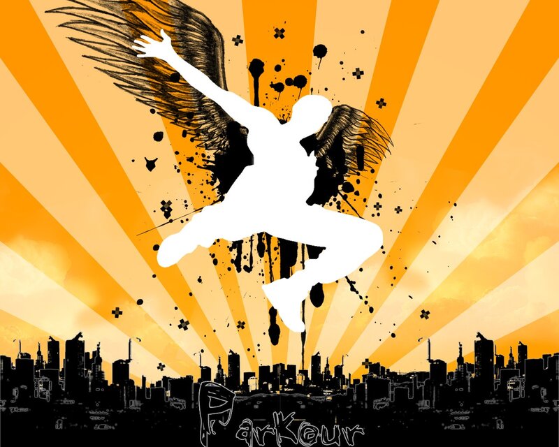 Parkour Silhouette with Wings