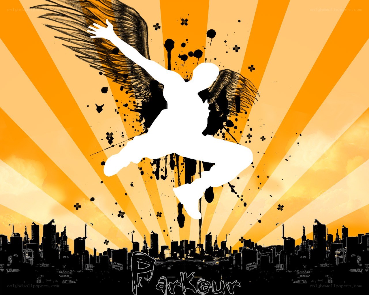 Parkour Silhouette with Wings