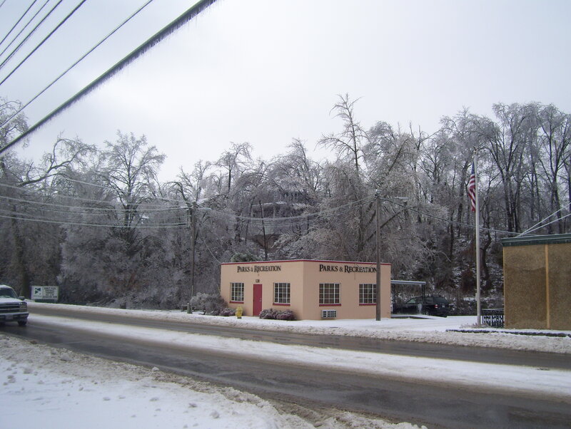 Parks and Recreation building in winter