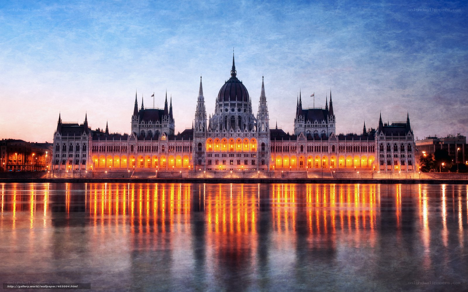Parliament building at dusk