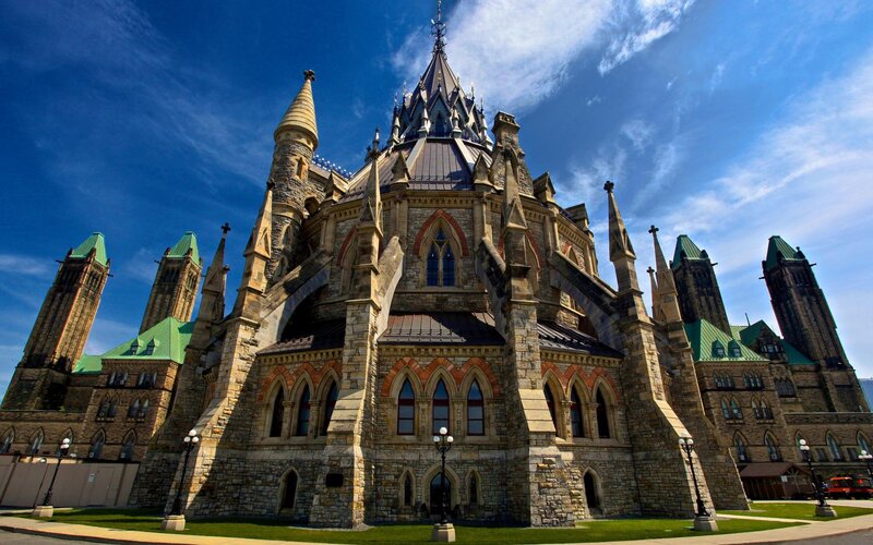 Parliament Hill Buildings — Blue, Dramatic, Afternoon, Photograph, Stone Architecture
