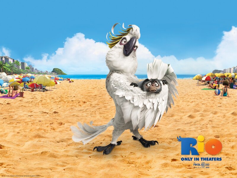 Parrot Holding Monkey — Blue
