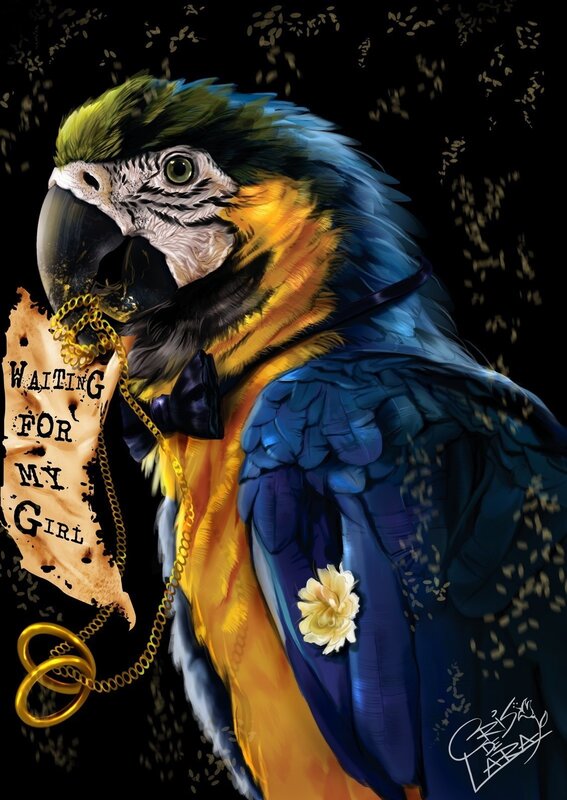 parrot in formal attire