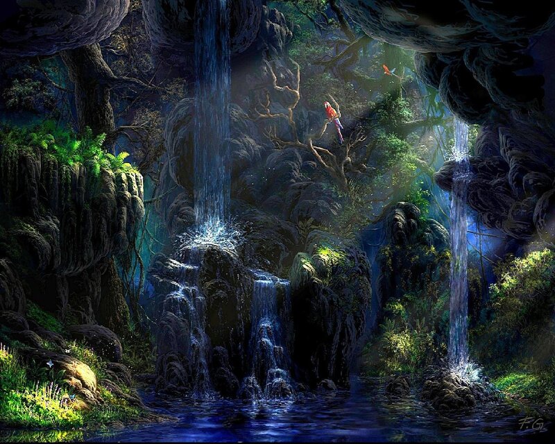 Parrot in Jungle Cave — Blue