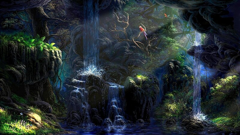 Parrot in Jungle Cave — Green