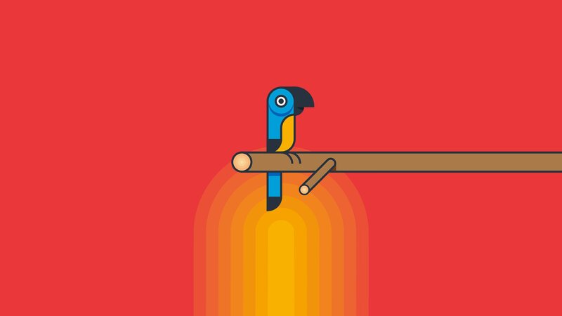 Parrot on a Branch — Red