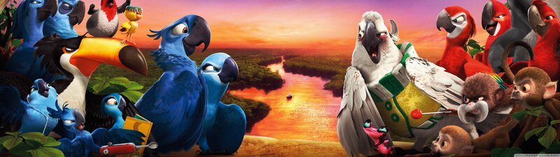 Parrots and Monkeys on Riverbank