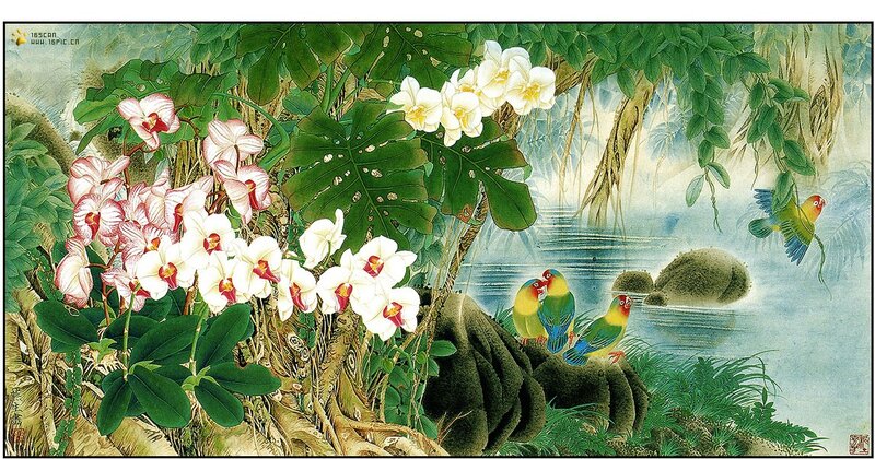 Parrots in Jungle — Green