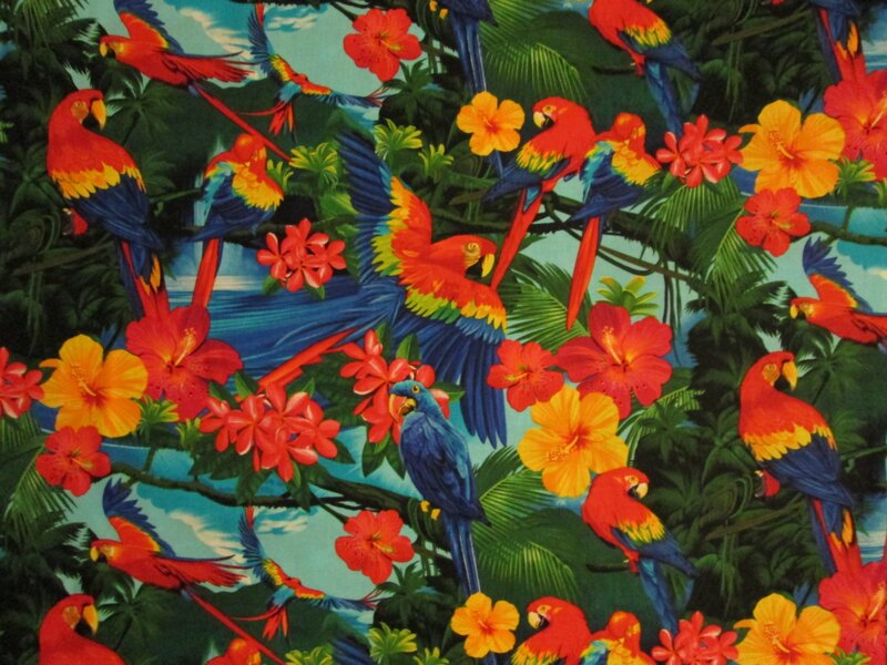 Parrots in Tropical Foliage