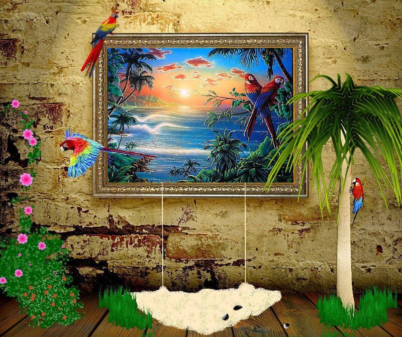 Parrots on Wall
