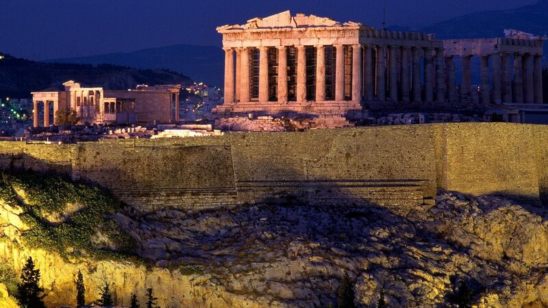 Parthenon at Night — Blue, Dramatic