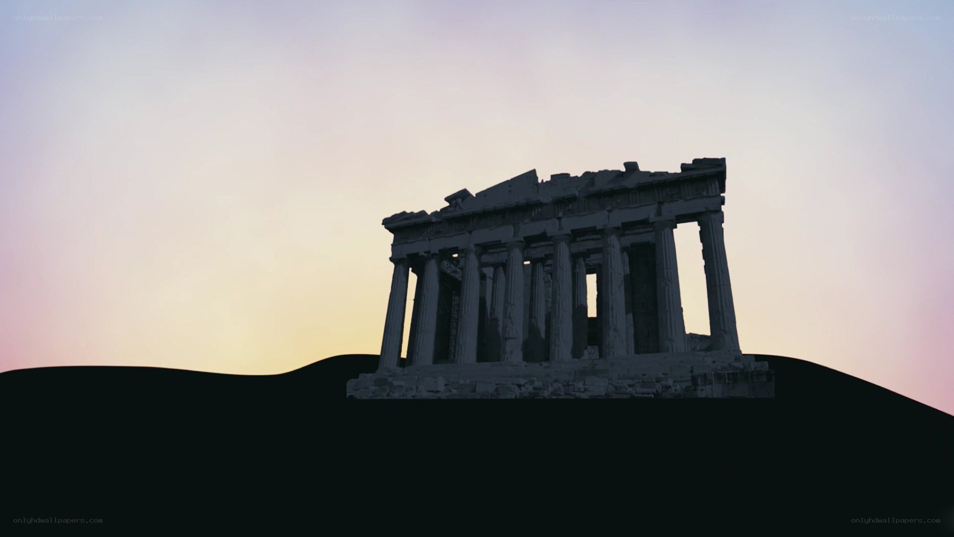 Parthenon at sunset silhouette