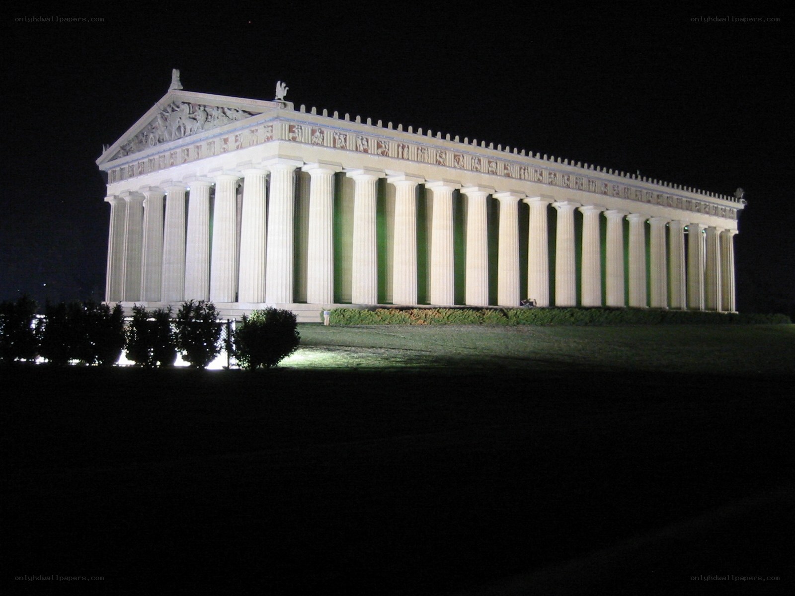 Parthenon replica at night
