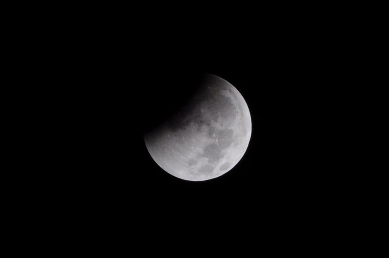 Partially Eclipsed Moon — Black, Dramatic