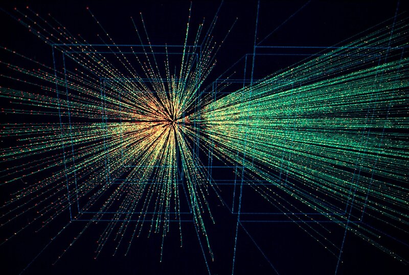 Particle Collision Event — Blue, Dramatic