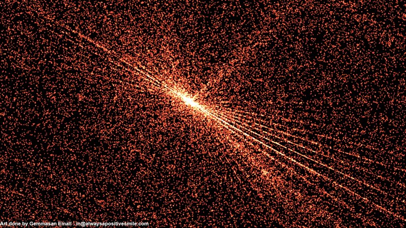 Particle Collision Event — Red