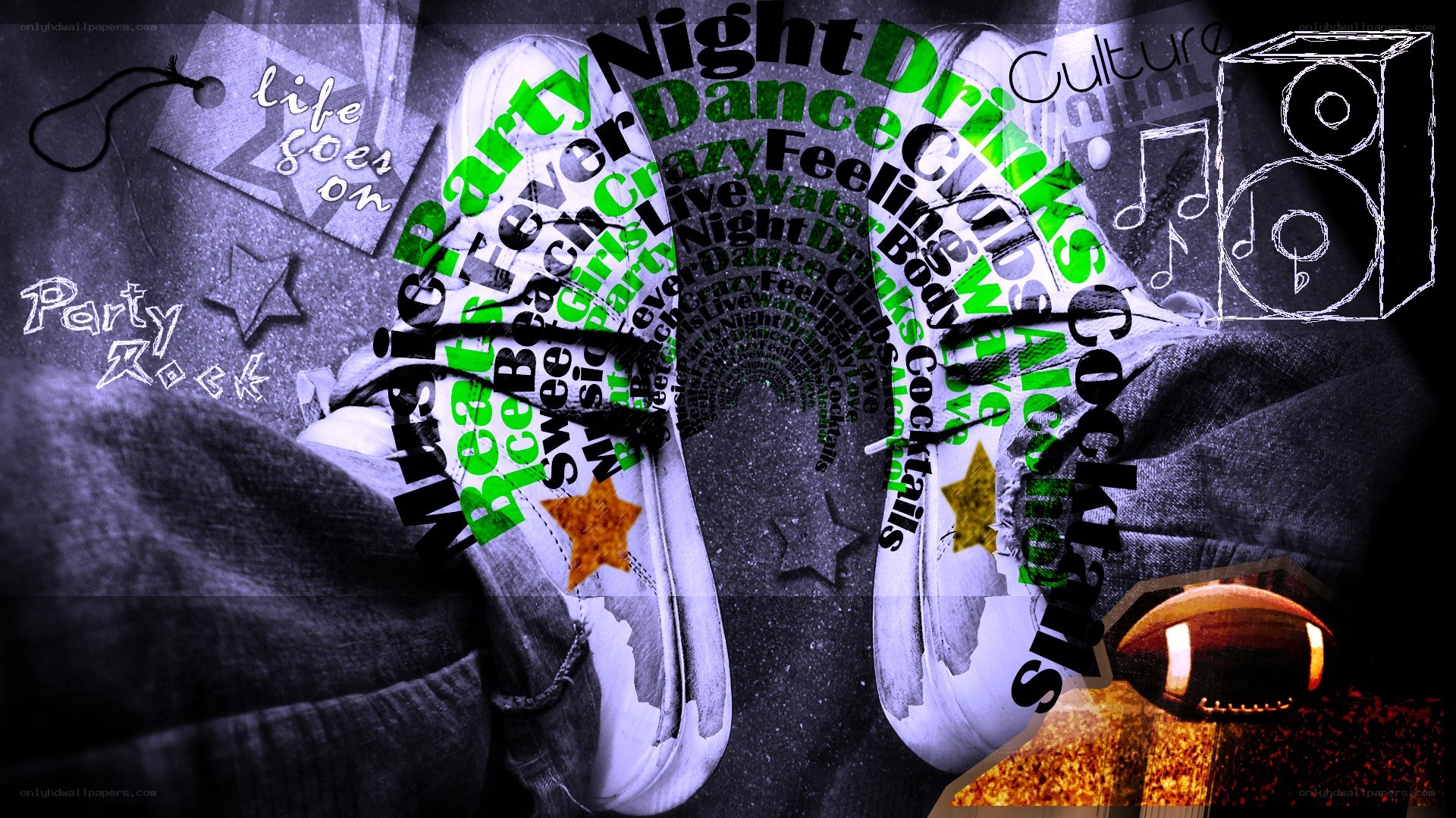 Party and music collage