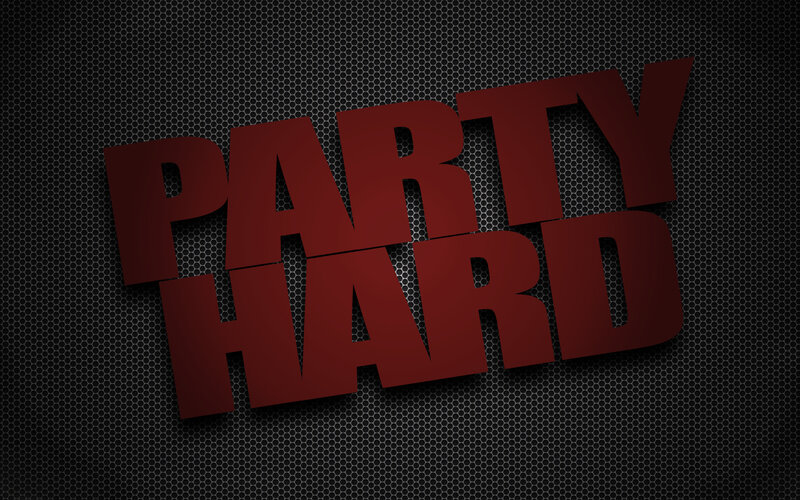 Party Hard text on mesh background
