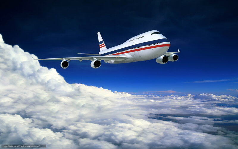 Passenger Airplane Flying — Blue