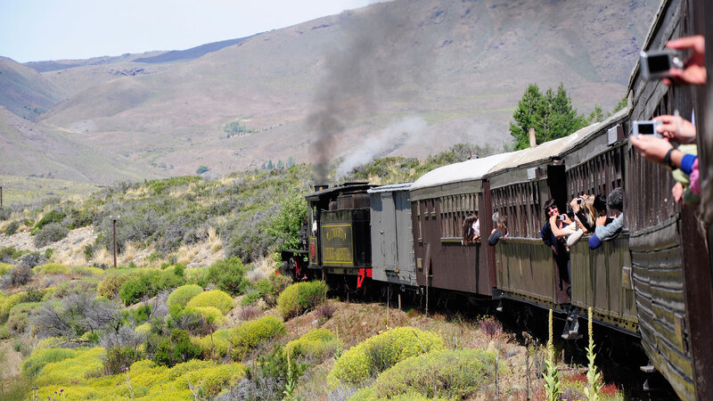 Passenger Train in Mountains — Green