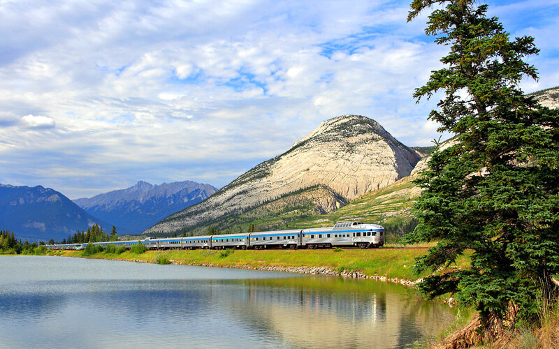 Passenger Train in Mountains