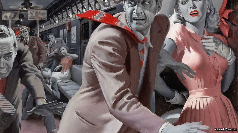 Passengers in panic on a train
