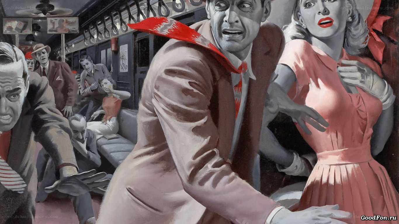 Passengers in panic on a train