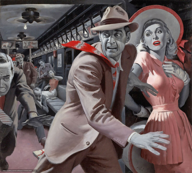 Passengers in panic on a train