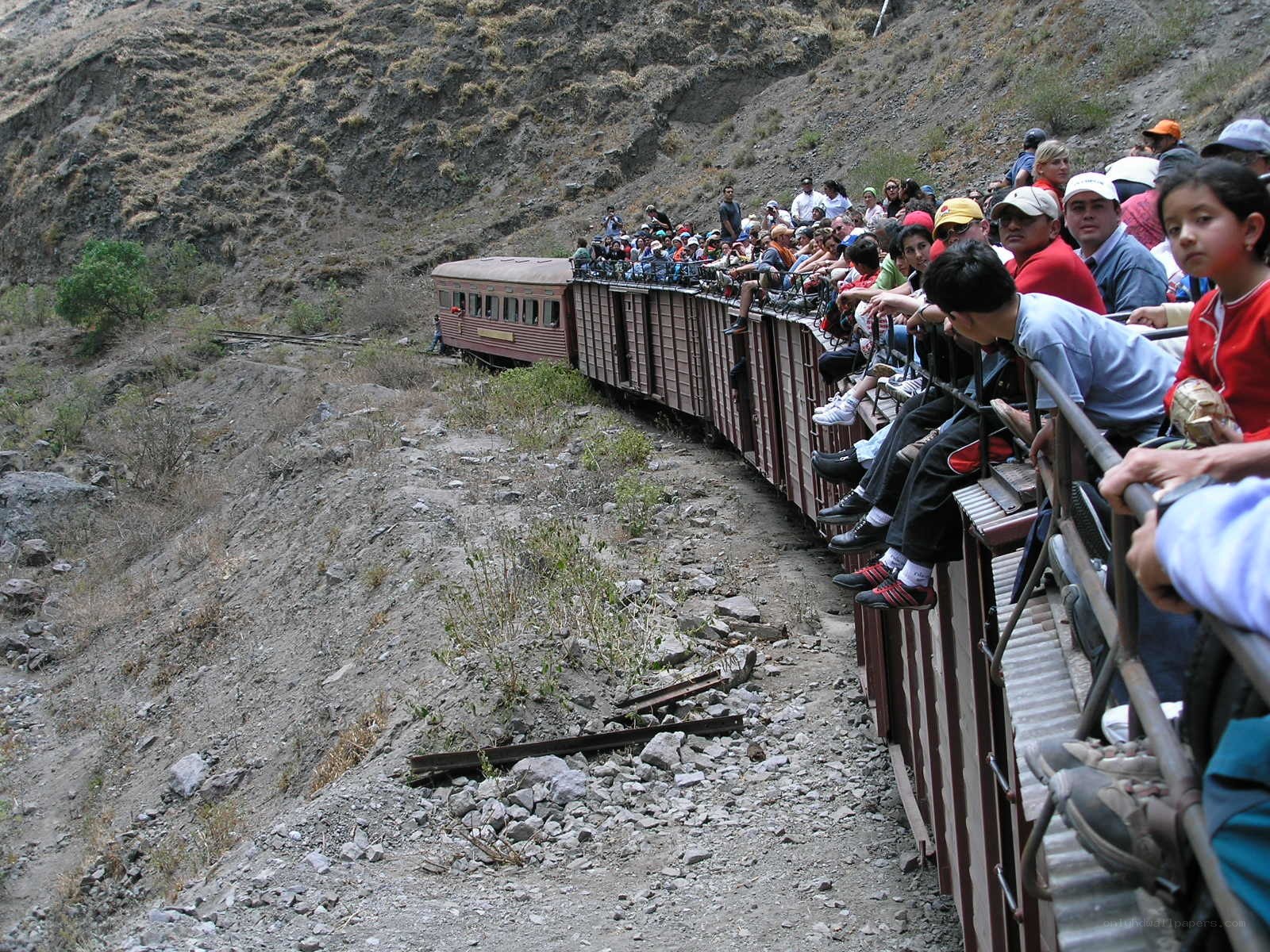 Passengers on a scenic train ride